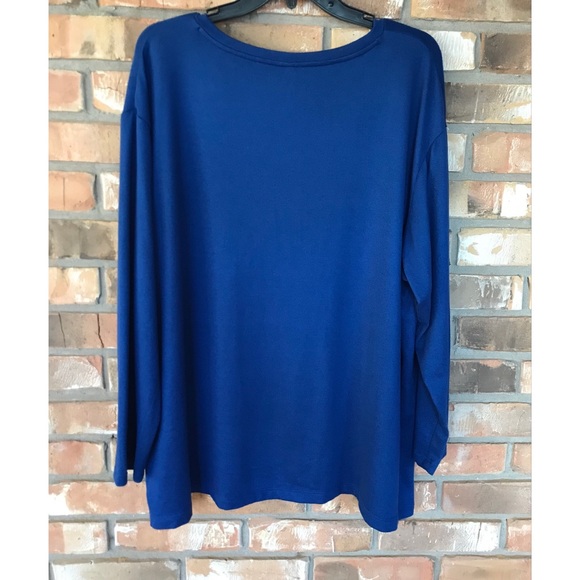 Passports Women’s Blue Long Sleeve V-Neck Top XL - Picture 2 of 6